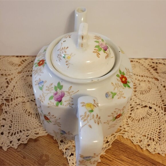 Porcelain Hand Painted Square Floral Teapot w/Lid Takito Japan - Picture 6 of 13